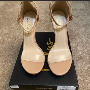 Lulu’s new size 7 clear nude strap Elsi heels